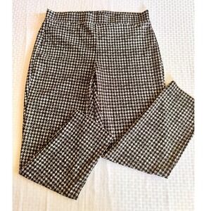Michael Kors Houndstooth Ankle Pants Black White Stretch Trousers Dark Academia